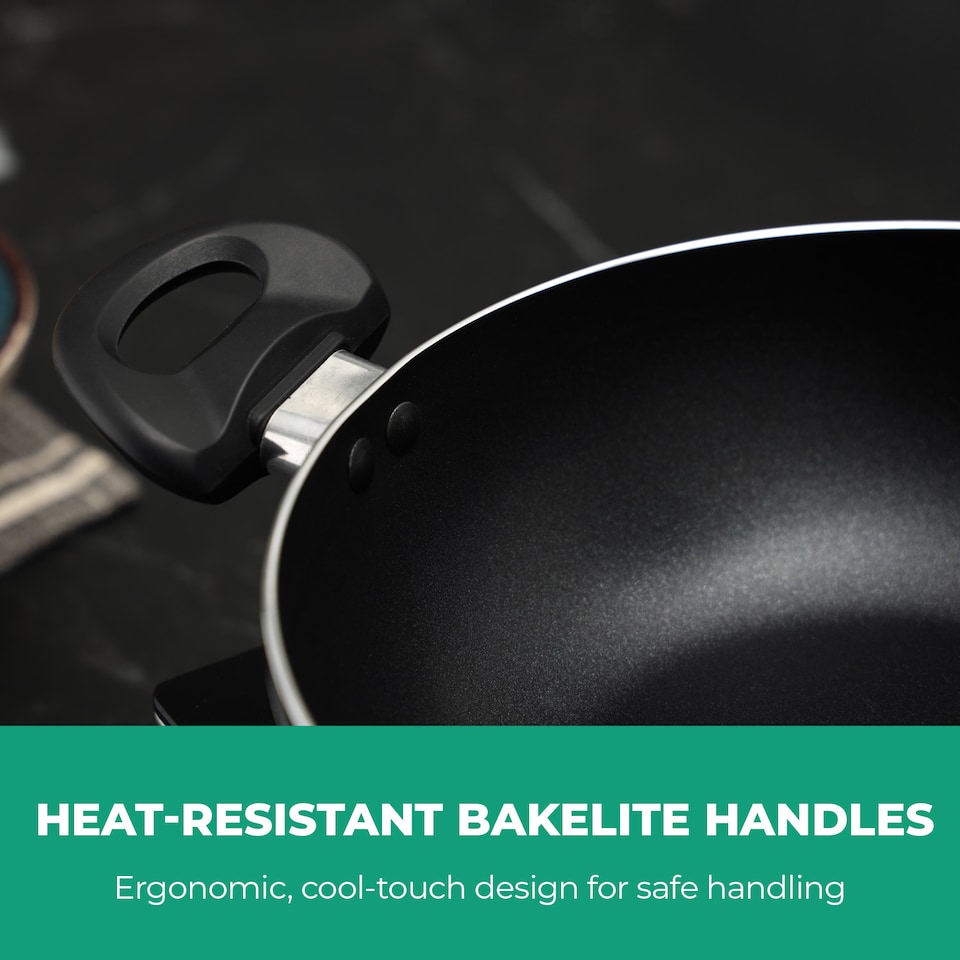 image 1 of Royalford 32cm Aluminium Wok Pan Non-Stick Induction Safe Frying Pan