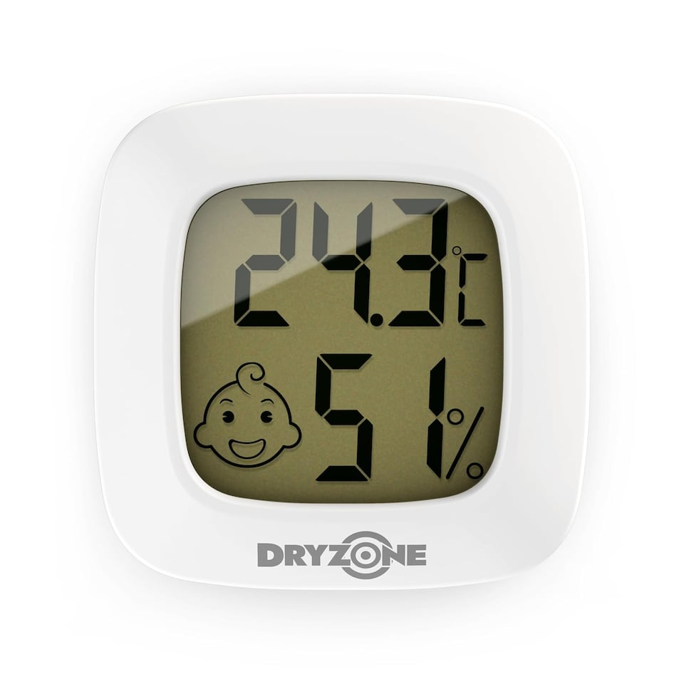 image 1 of Dryzone Digital Hygrometer (White, 6-Pack) Mini Magnetic Temperature & Humidity Monitor with Emoticon Display Battery Included