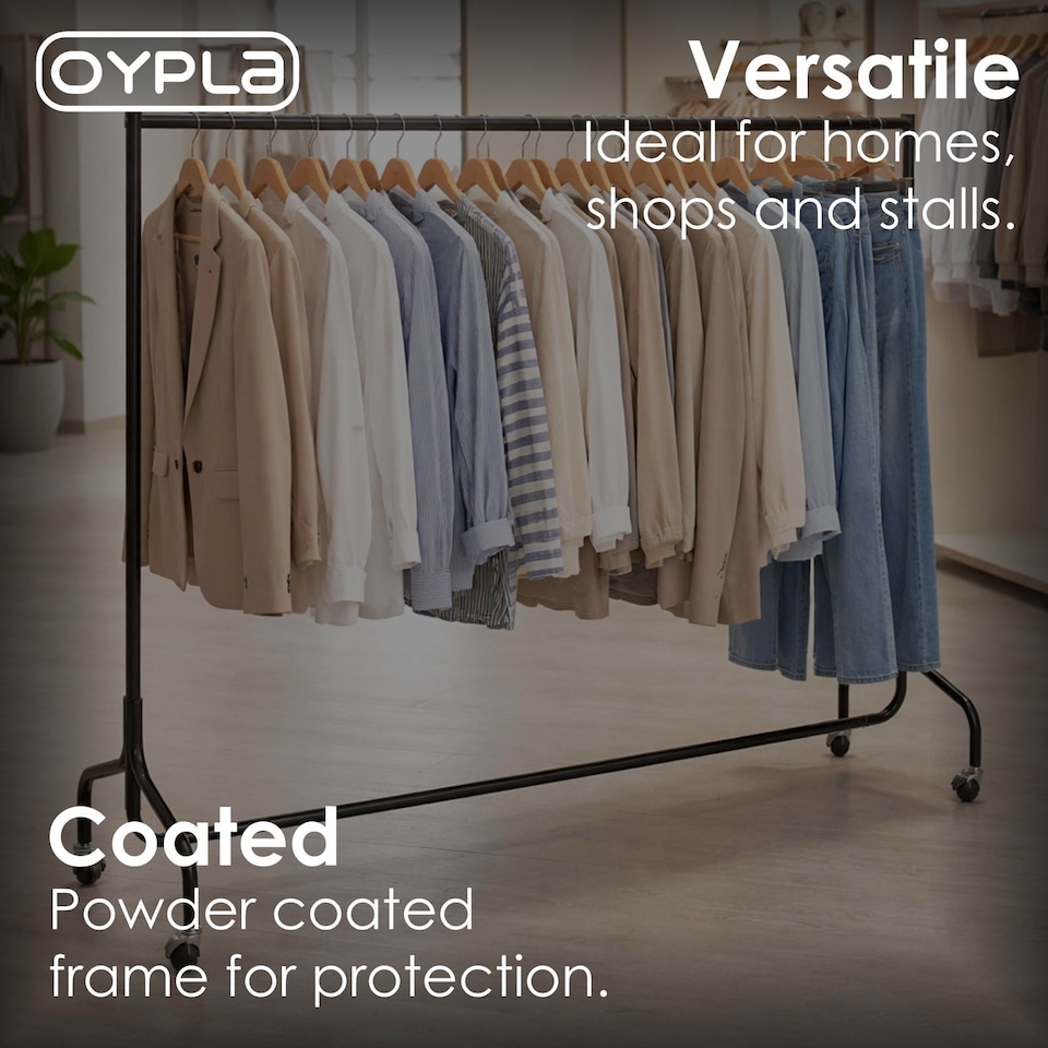 image 1 of 6ft Garment Clothes Rail Super Heavy Duty All Metal Black | Black