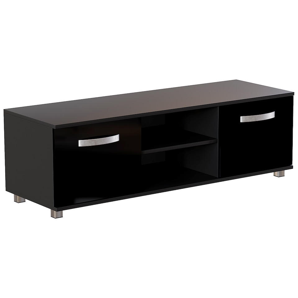 image 1 of Vida Designs Cosmo 2 Door TV Unit Entertainment Stand, 120cm, Black | Black | 1