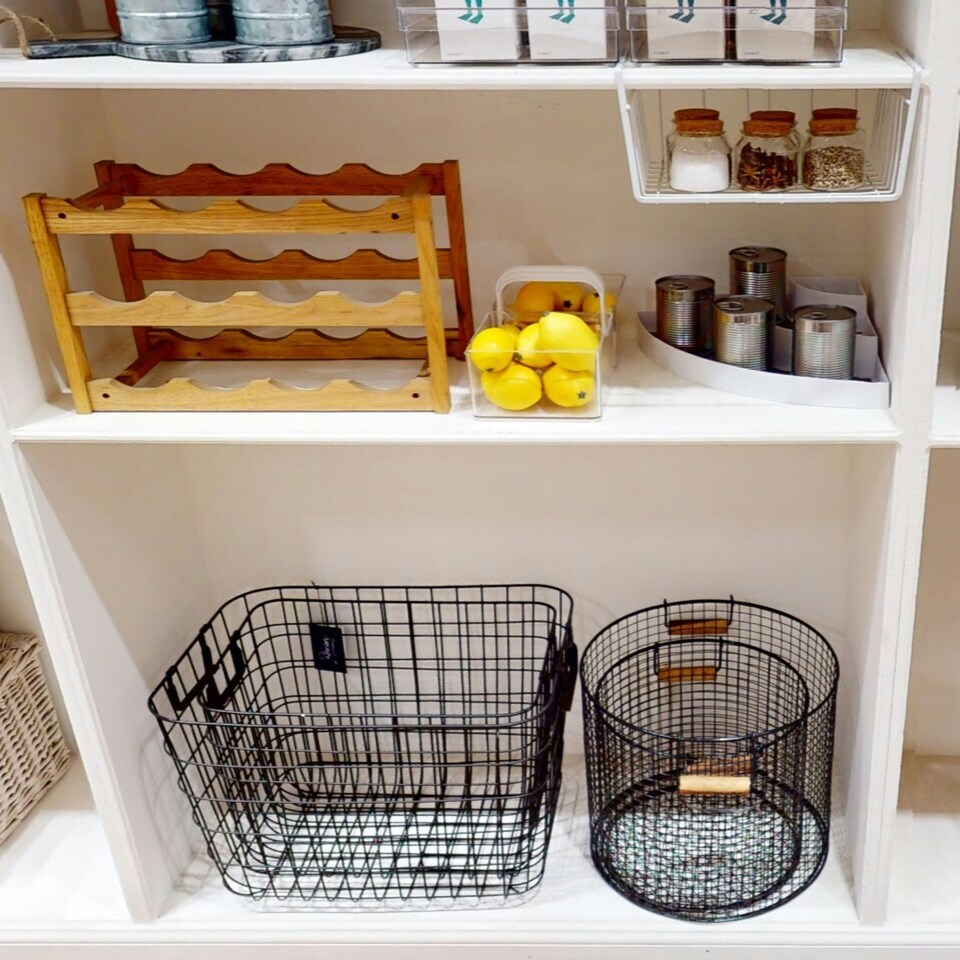 image 1 of Set of 2 Rowan Black Wire Storage Baskets Black