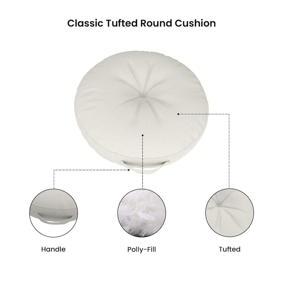 image 1 of Covers&All Sunbrella Round Seat Cushion with Handle, Plush Outdoor Pillows and Chair Cushions, 26 x 5, Canvas Natural