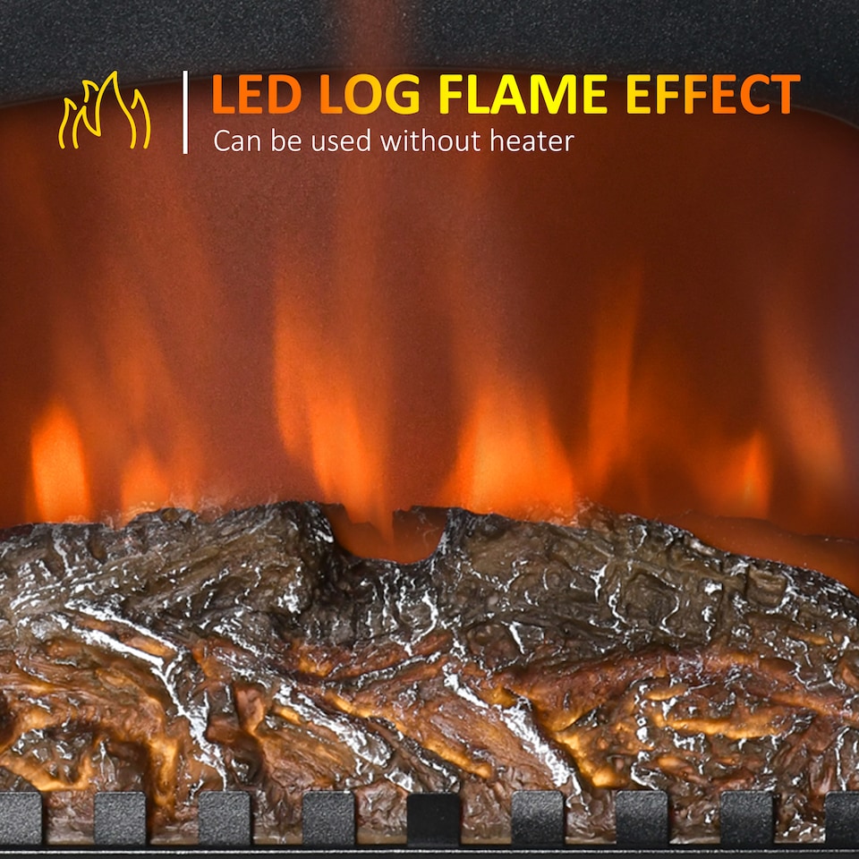 image 1 of HOMCOM Electric Fireplace Stove Heater with LED Fire Flame Effect, Double Door, Freestanding Portable with Overheat Protection, 1000W2000W, Black