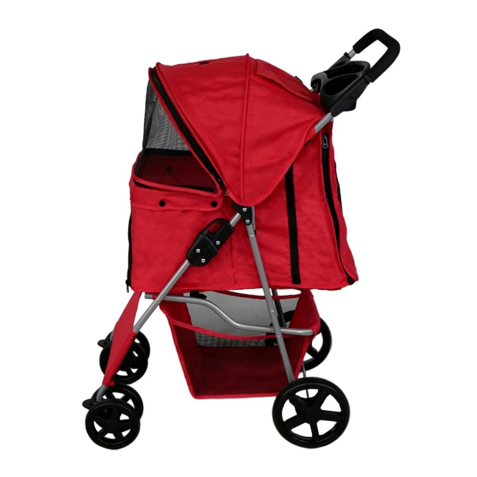 image 1 of Pet Stroller with Rain Cover – Red | Multi | One Size