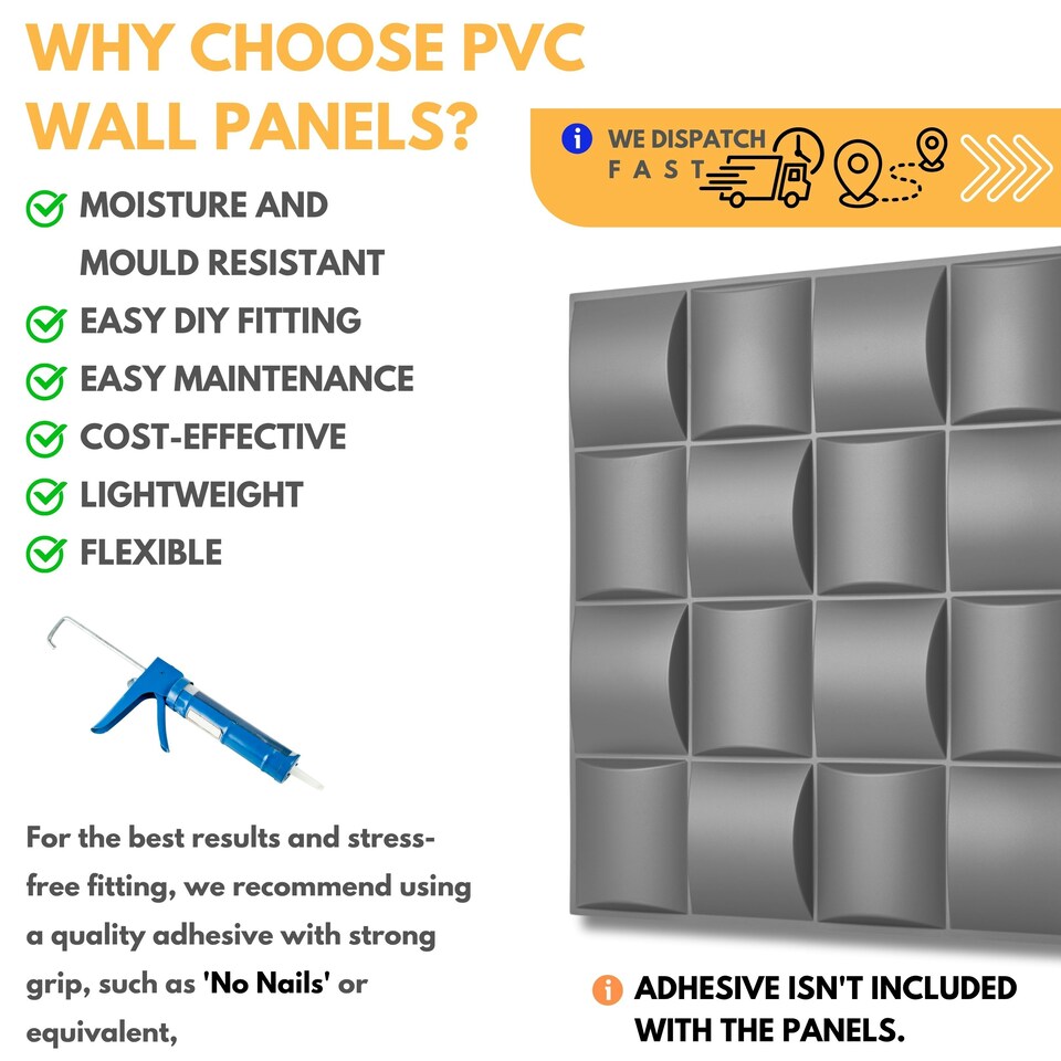 image 1 of NOVECRAFTO Lattice Effect 3D Wall Panels – 6 Sheets Covering 1.5m² | 16.15ft² Interior Cladding Set | Square Grid Design – Each Panel 50x50cm | Grey