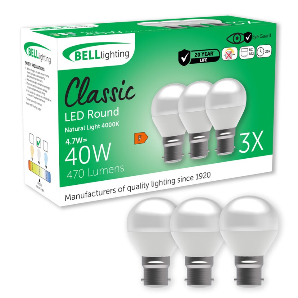image 1 of BELL Lighting B22 LED Golf Ball 4.7W Energy Saving Light Bulb