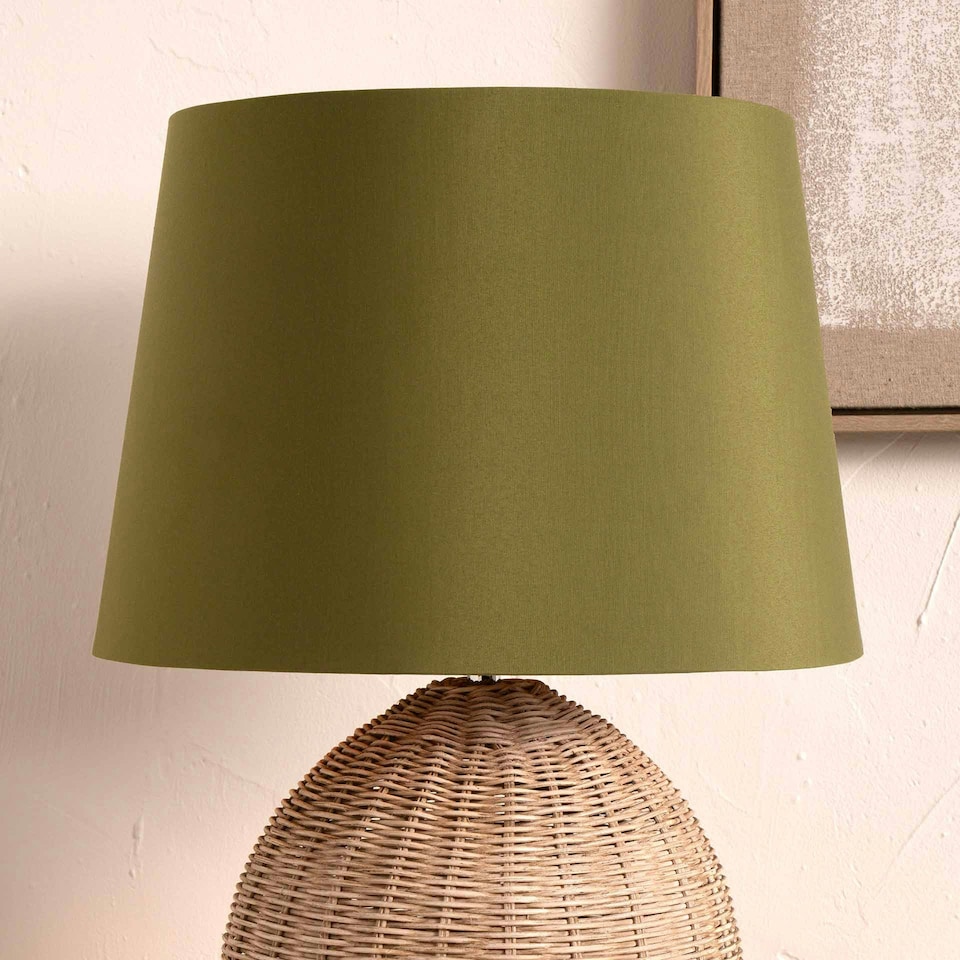 image 1 of 30cm Sage Green Tapered Poly Cotton Shade For Table Lamps