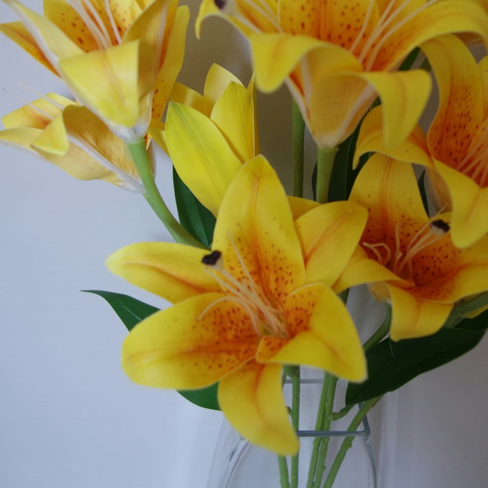 image 1 of 60cm Artificial Lily Stem Yellow
