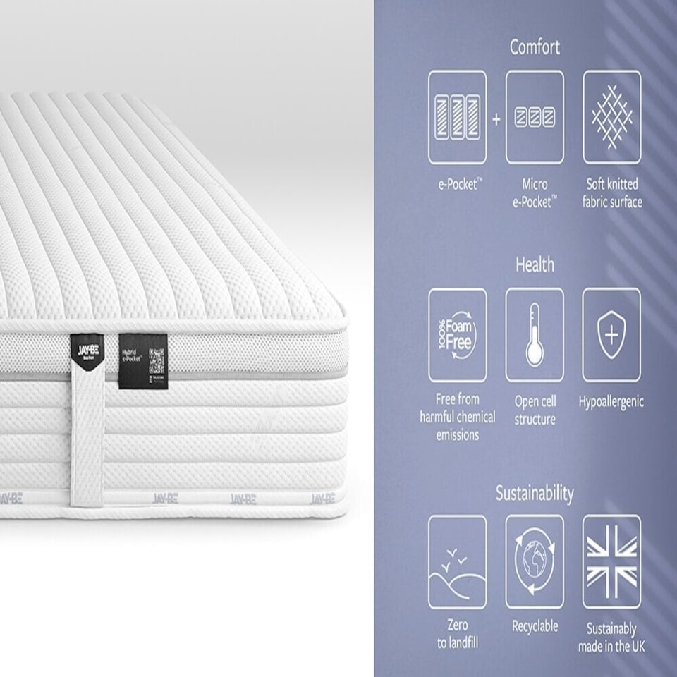 image 1 of Jay-Be 2000 Hybrid e-Pocket TRUECORE Eco-Friendly Mattress White | Double