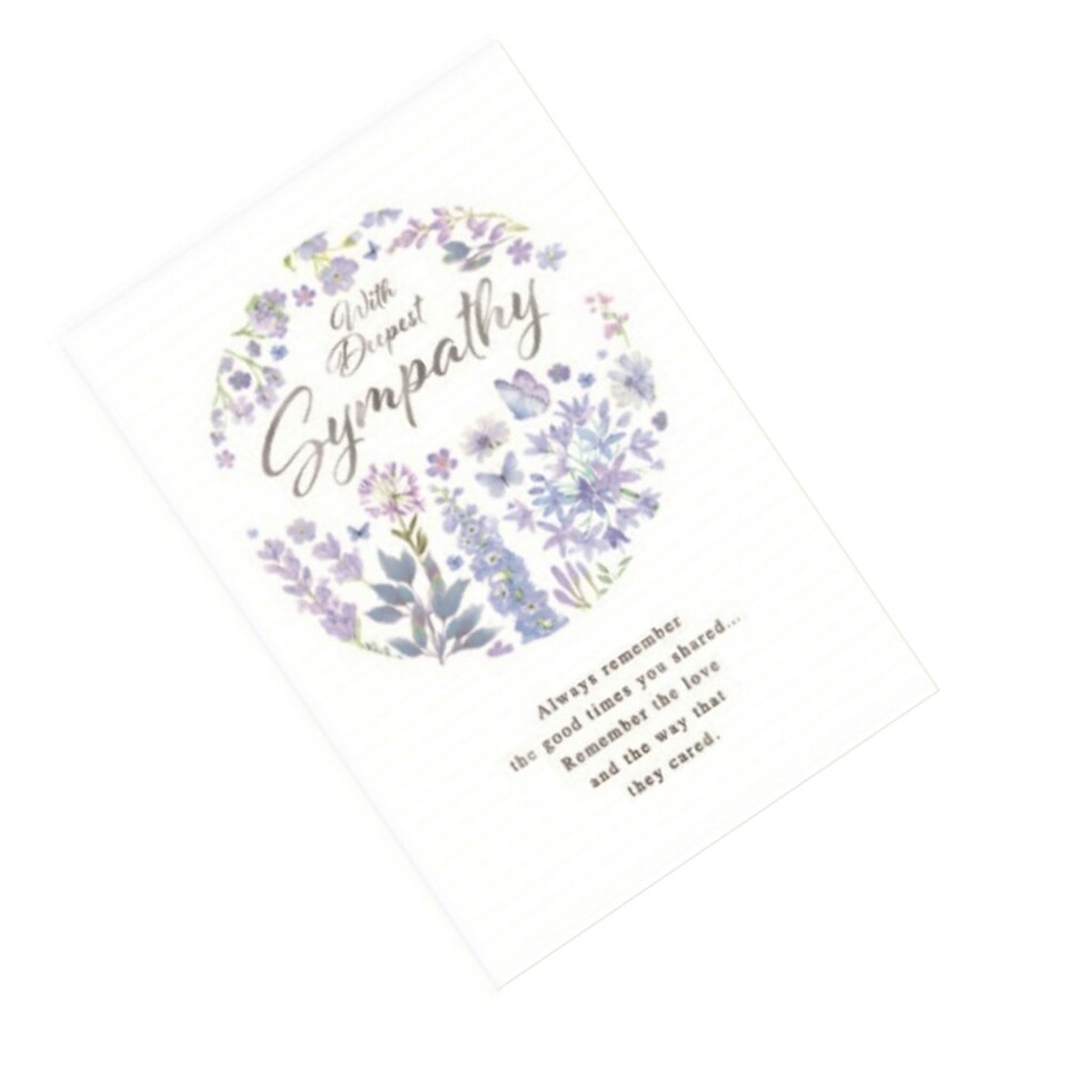image 1 of Simon Elvin With Deepest Flowers Sympathy Greetings Card (Pack of 6) - White/Purple - One Size