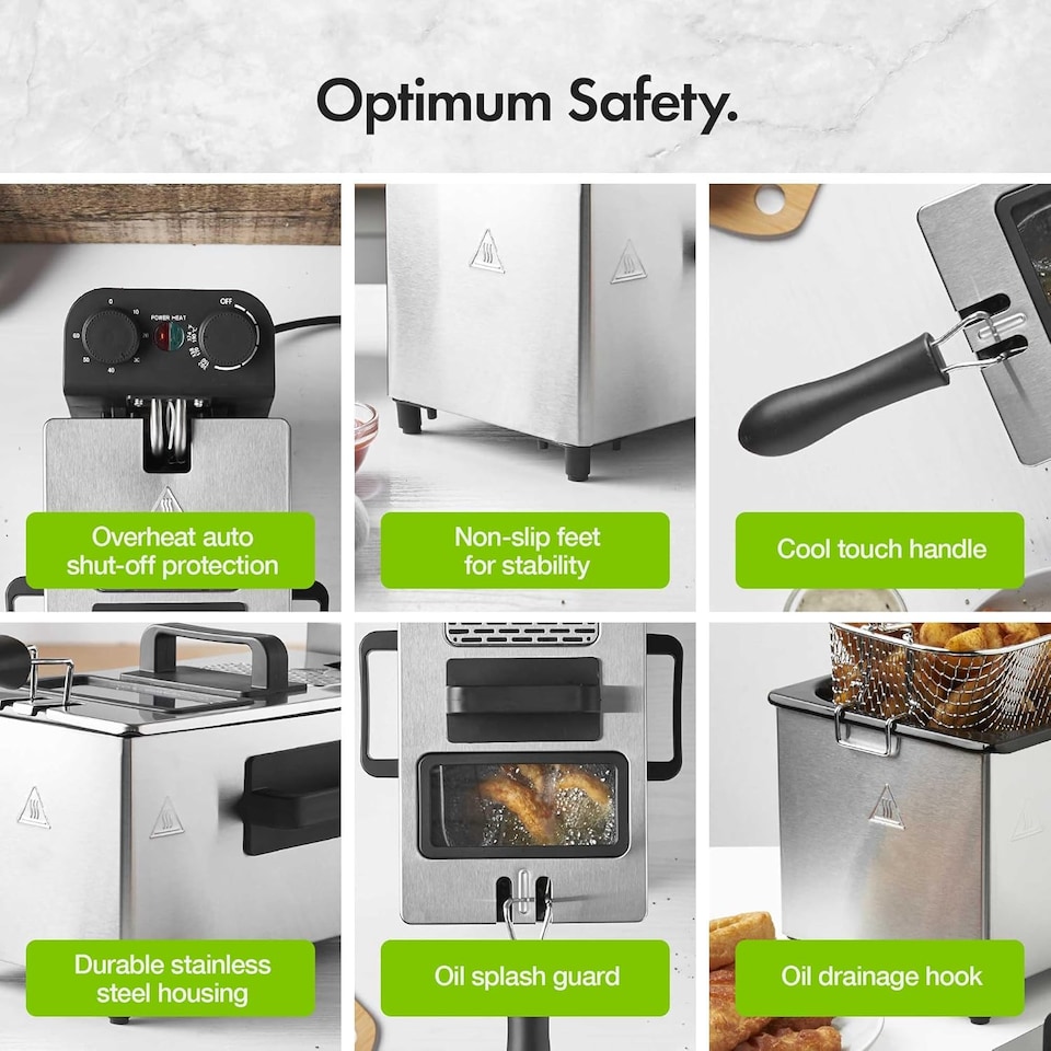 image 1 of VonShef Deep Fat Fryer 3L Stainless Steel 2000W