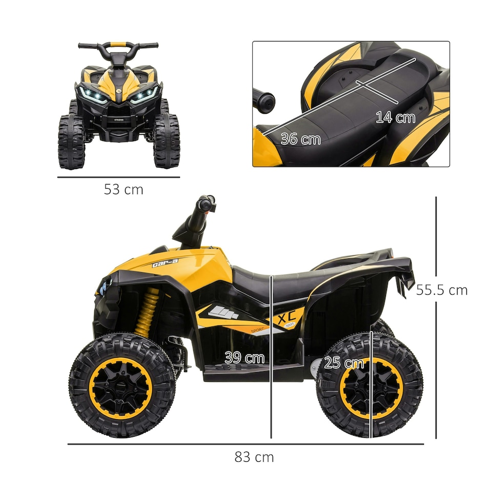 image 1 of HOMCOM 12V Electric Quad Bikes for Kids Ride On Car ATV Toy for 3-5 Years Yellow