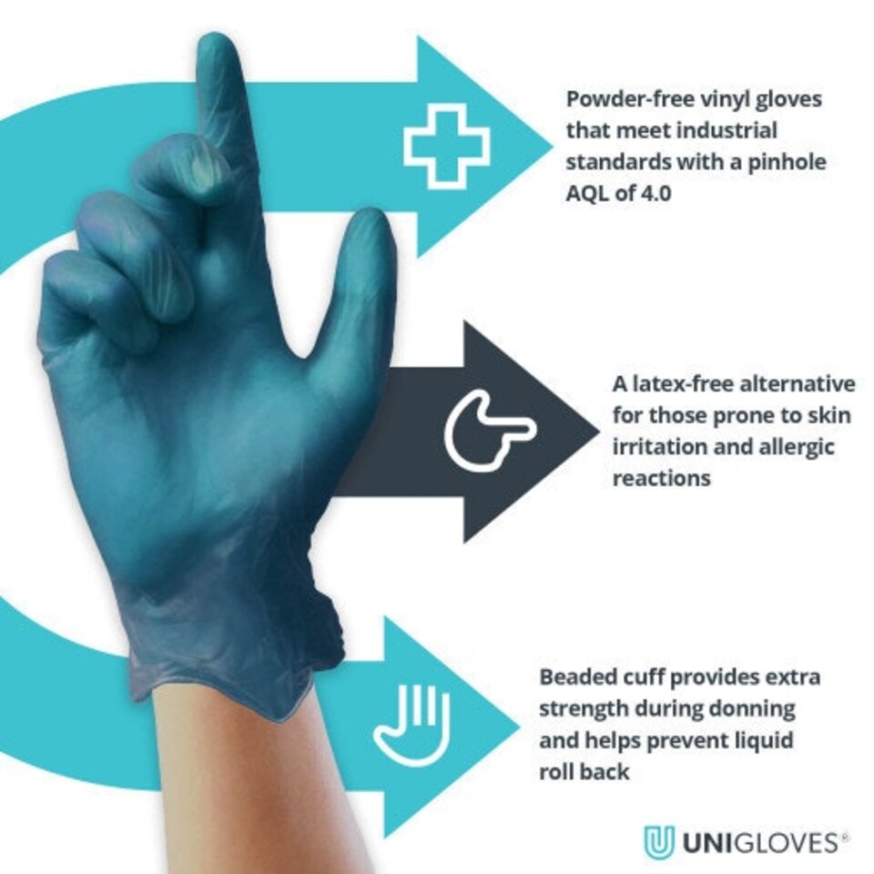 image 1 of Unigloves Unicare Blue Vinyl Box of 100 Gloves