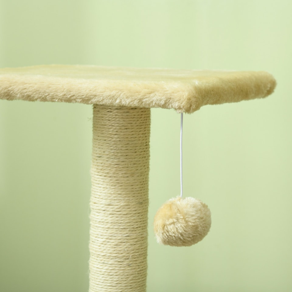 image 1 of PawHut 72cm Cat Tree Tower with Scratching Post Perch, Indoor, Cream white