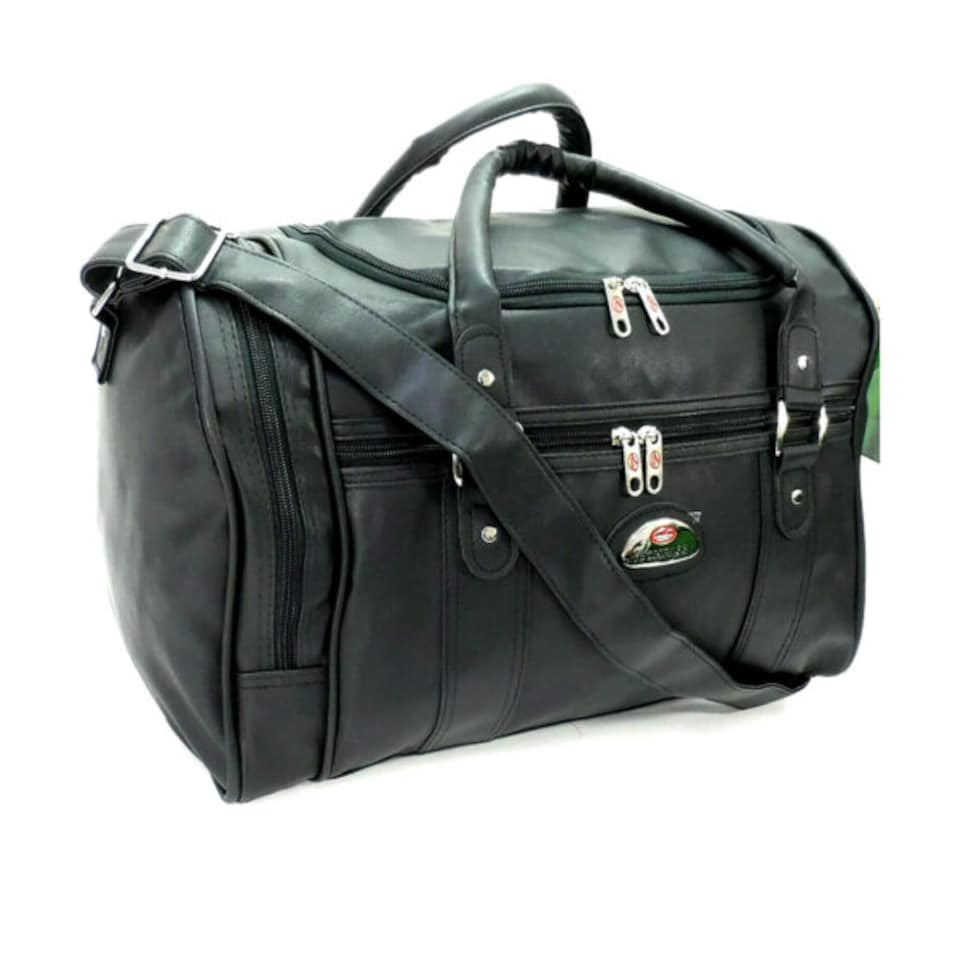 image 1 of 16 Inch Pu Leather Luggage Duffel Travel Cabin Approved Holdall Gym Bag Case-29L
