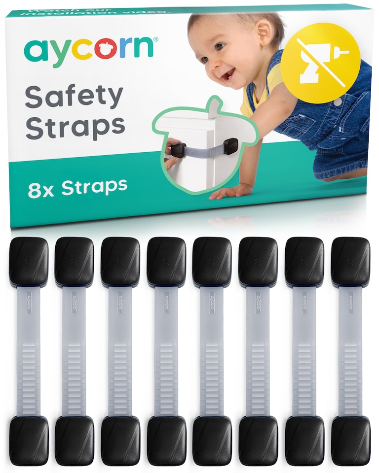 image 1 of Aycorn Non-Magnetic Safety Straps 8 Pack Black