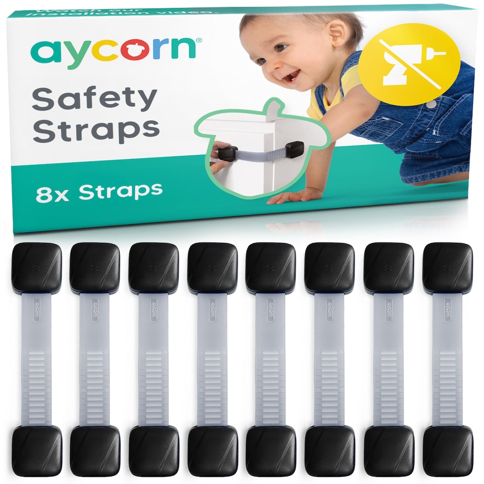 image 1 of Aycorn Non-Magnetic Safety Straps 8 Pack Black