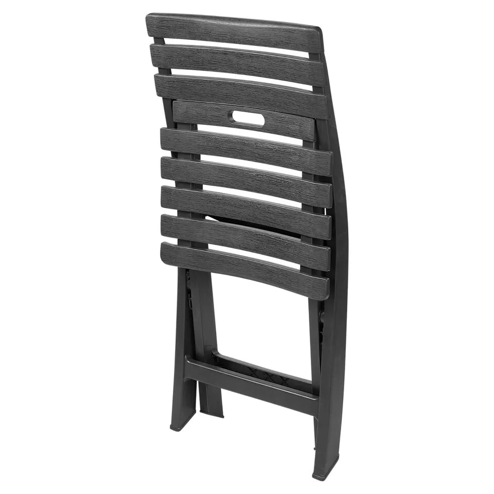 image 1 of Collapsible Folding Garden Chair Set - Camping Patio Lounge Seat | Grey | 2