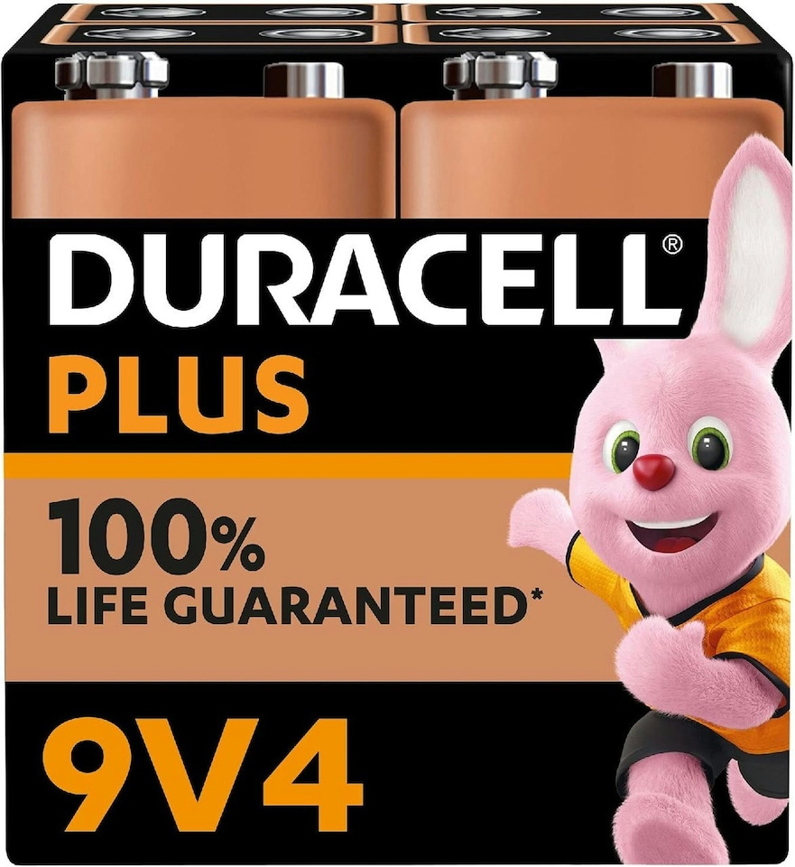 image 1 of Duracell 9V Plus Power Alkaline Batteries, Pack of 4 | Chrome | 4