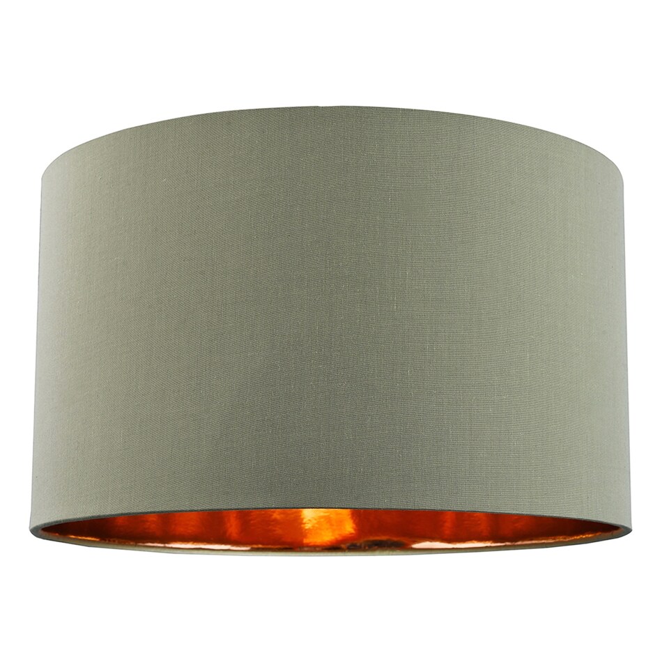 image 1 of Olive Green Cotton 20 Inch Floor-Pendant Lampshade with Shiny Copper Inner | Green
