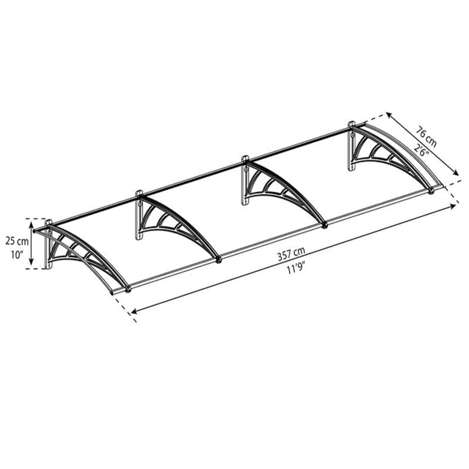 image 1 of Patio Cover Neo Door Awning Canopy 3540 Twinwall - Polycarbonate - L357 x W76 x H25 cm - Grey | Grey