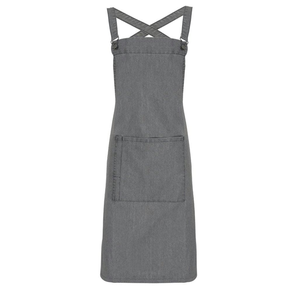 Premier Barista Polycotton Cross Back Full Apron - Grey Denim - One Size