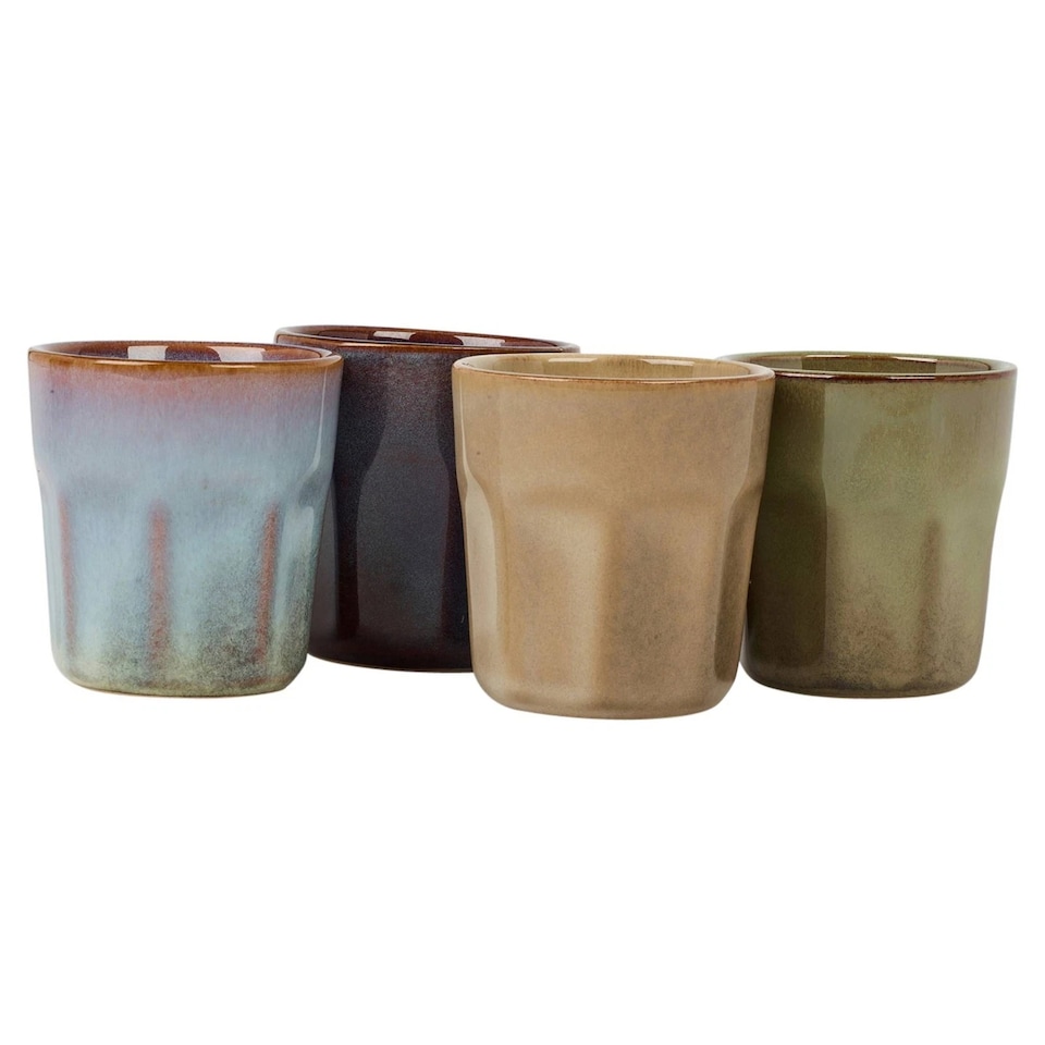 image 1 of 90ml Espresso Coffee Cups Multi Colours Small Ceramic Mugs Set Stoneware | Multi | Multicoloured | Set of 8 Mugs