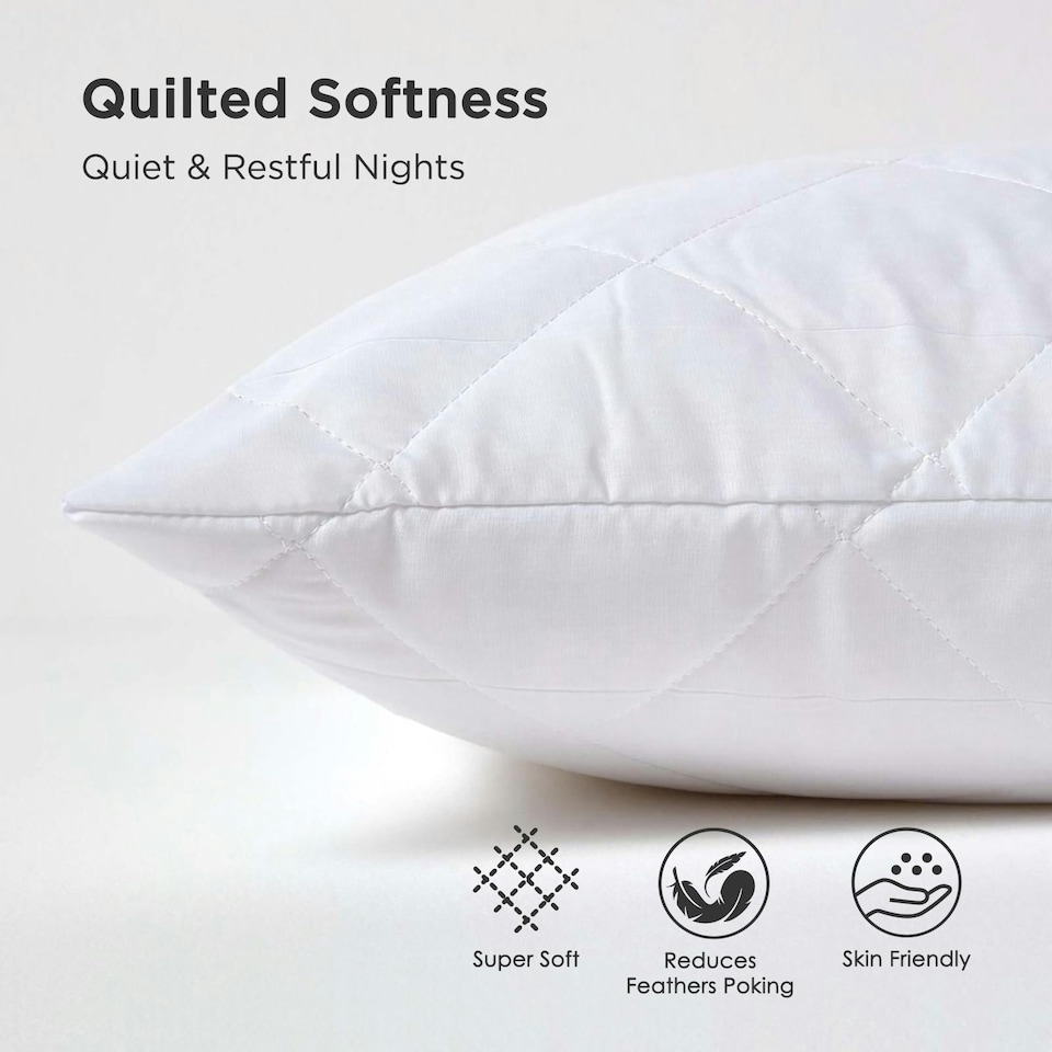 image 1 of Homescapes Quilted Pillow Protector Pair - Standard Size