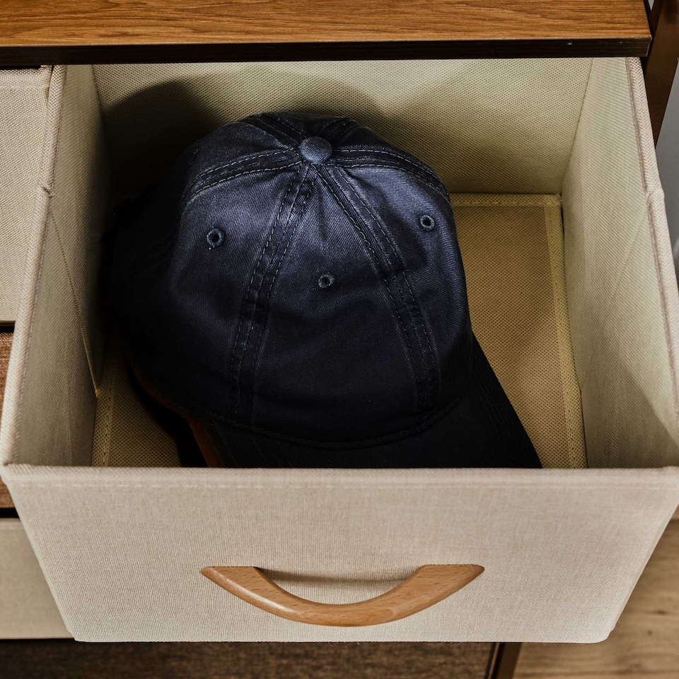 image 1 of HOMCOM 5-Drawer Dresser Tower 3-Tier Storage Organizer with Steel Frame Wooden Top for Bedroom Hallway Closets