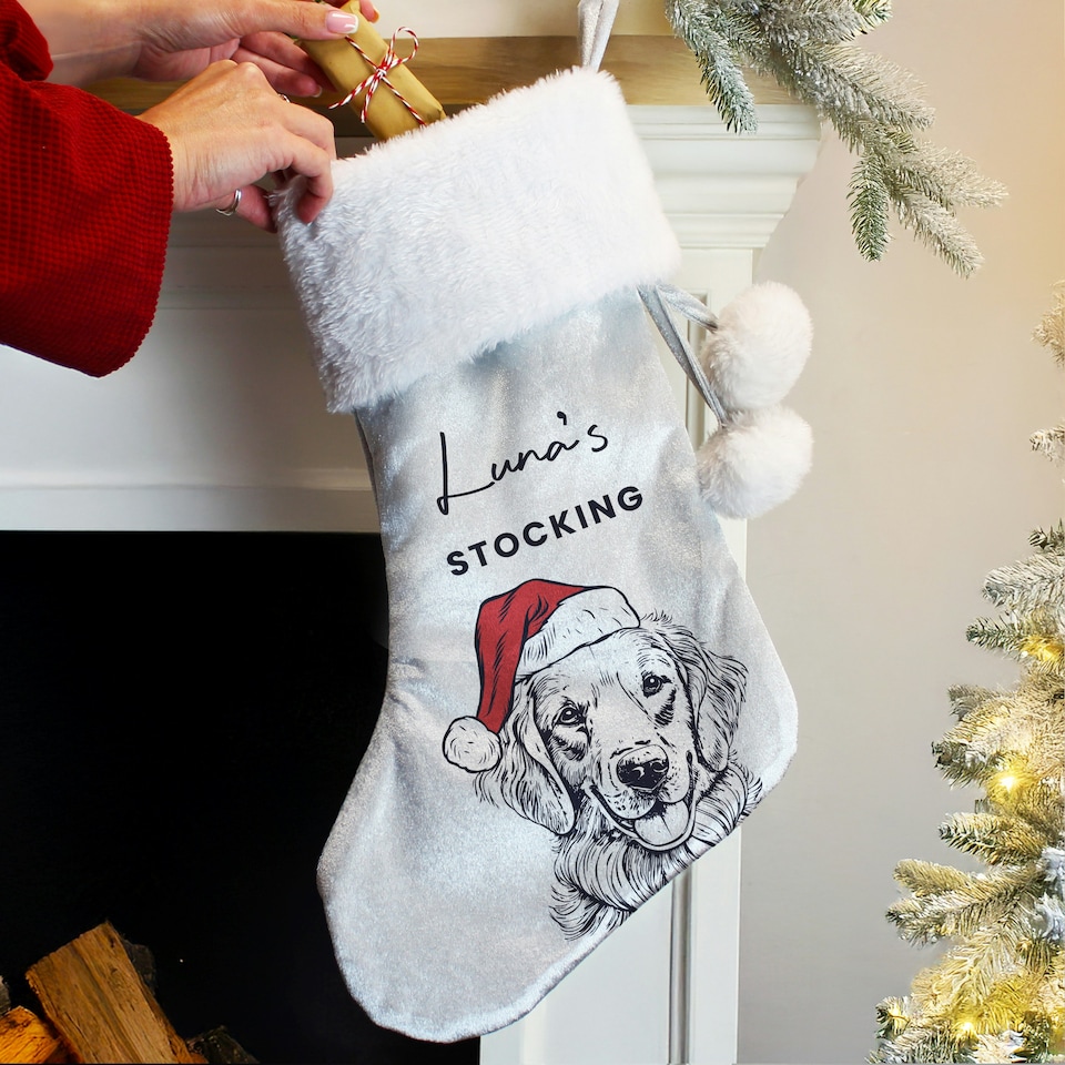 image 1 of Personalised Dog Breed Christmas Stocking