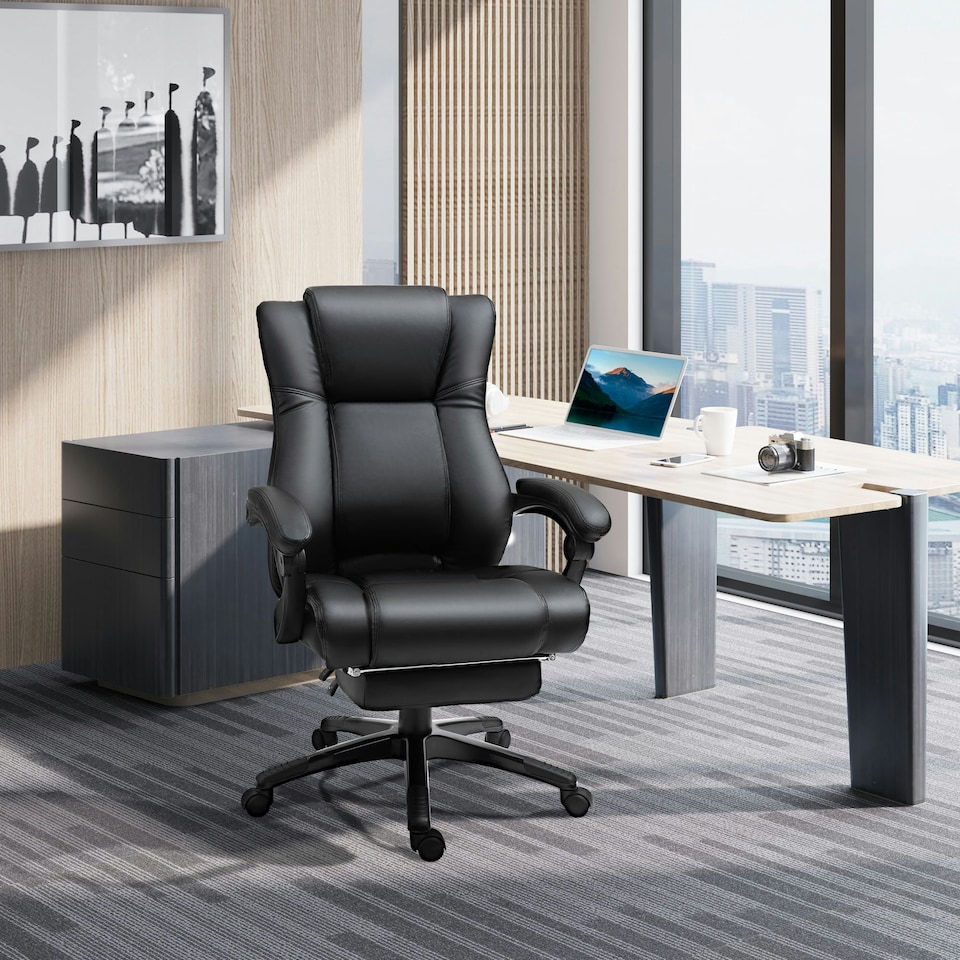 image 1 of Vinsetto Executive Home Office Chair, Computer Chair, with Foot Rest, Black