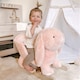 image 2 of HOMCOM Kids Rocking Rabbit, Plush Rocking Horse Ride-On with Sound, Wood Base, Seatbelt, for Ages 18-36 Months, Pink