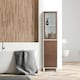 image 5 of Teamson Home Tyler Modern Wooden Linen Tower Tall Storage Cabinet with Two Doors, Walnut/White