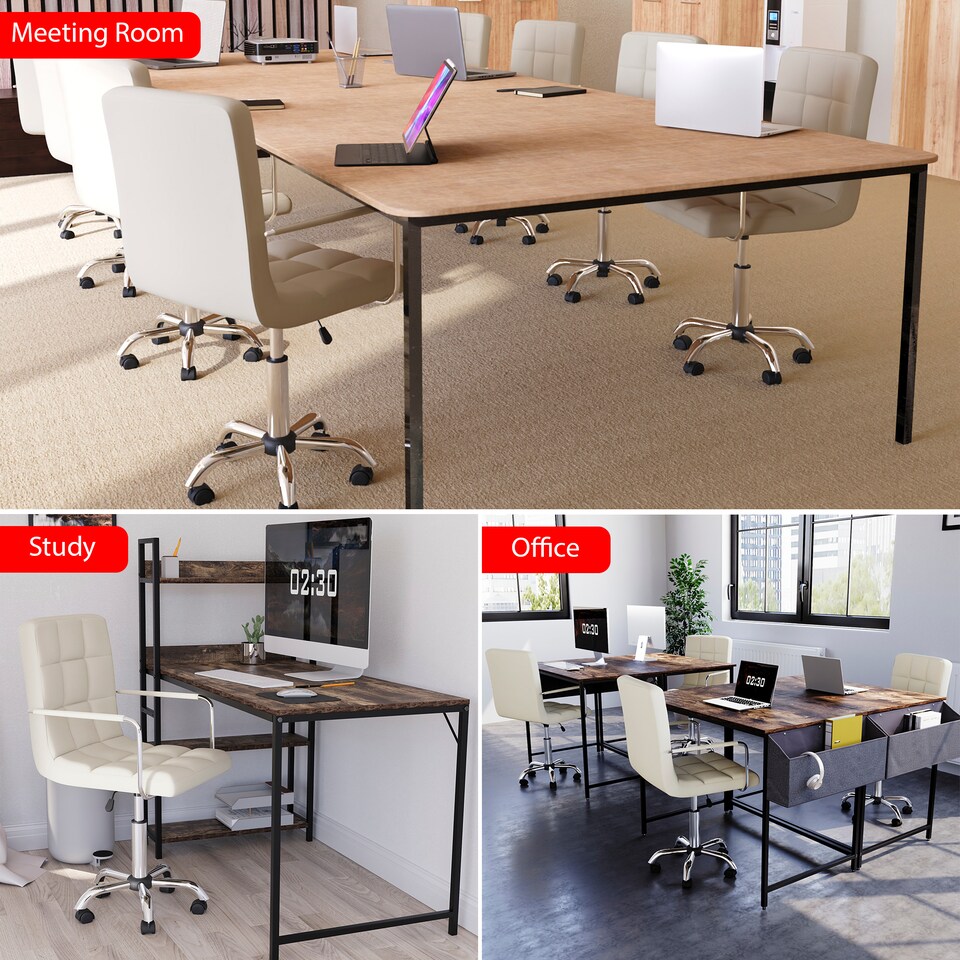image 1 of Vida Designs Calbo Office Chair Computer Desk Table Chair, Beige