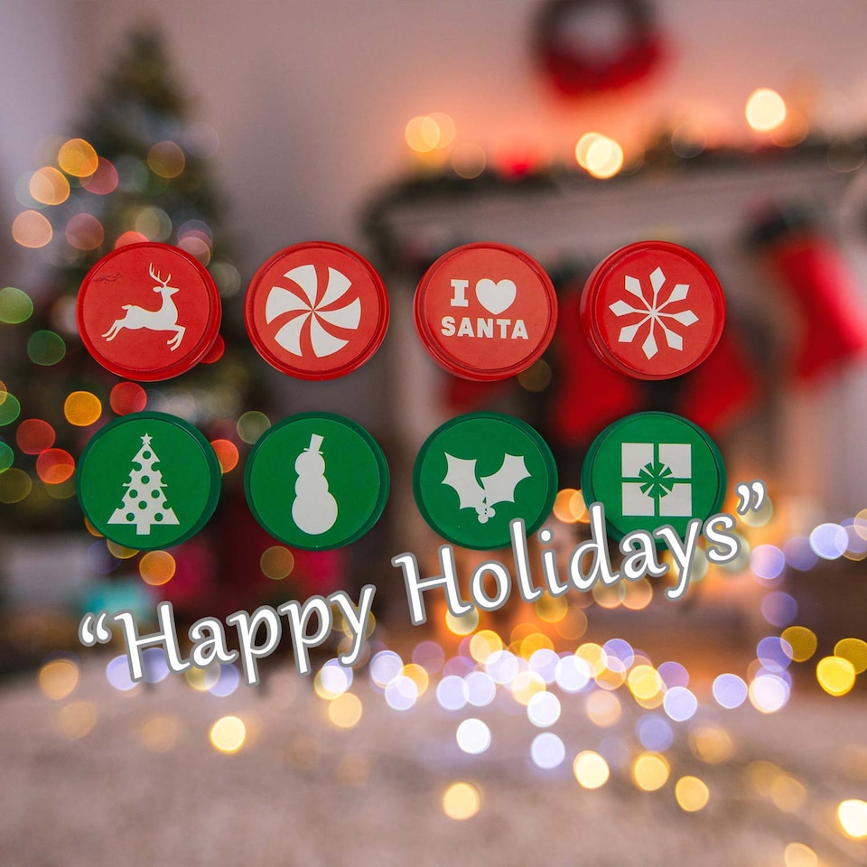 image 1 of vfm-estore Christmas Stamps Set of 8 - 18.4 x 12.1 x 2.9 cm