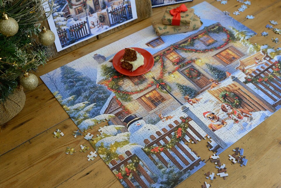 image 1 of Dogs in a Christmas Cottage Garden 1000 Piece Jigsaw Puzzle