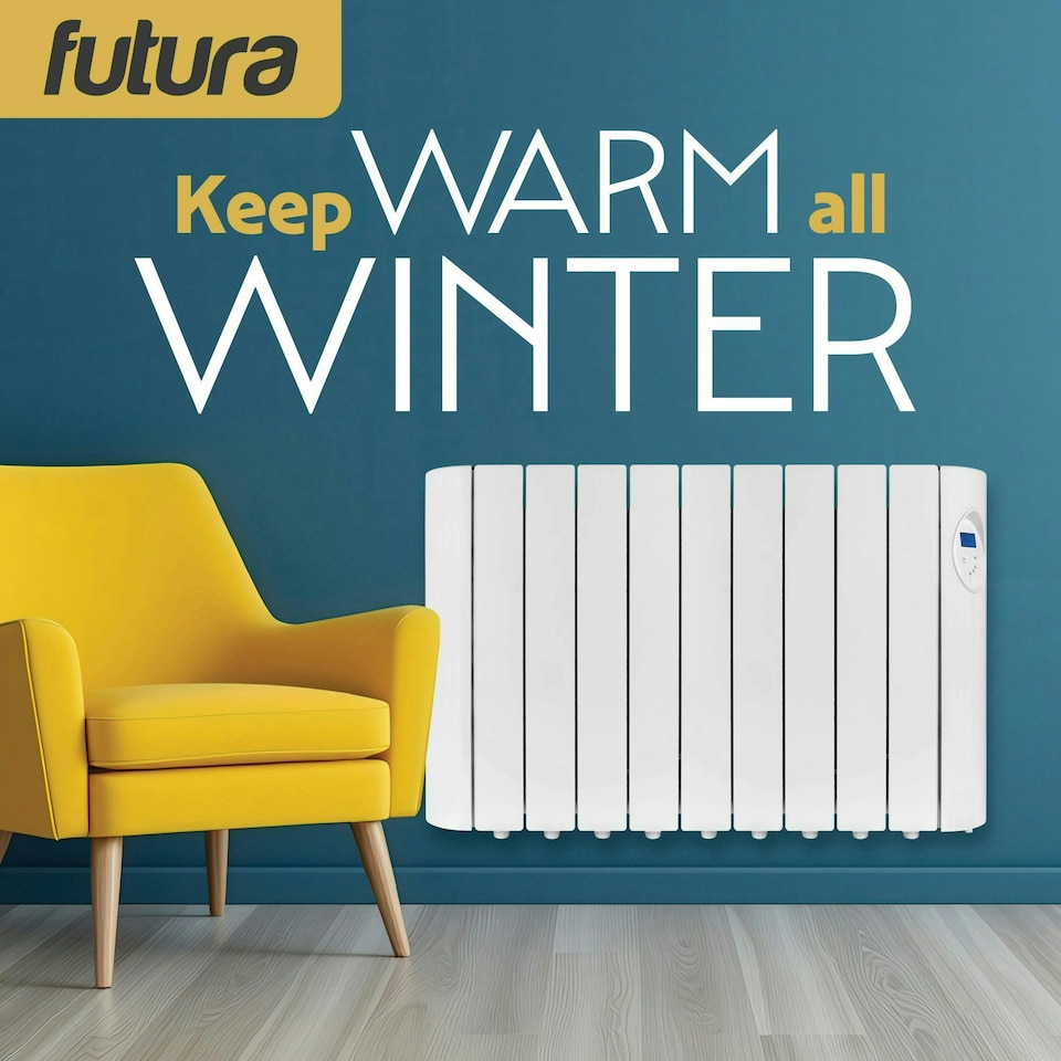 image 1 of Futura 1800W Electric Oil Filled Wall Radiator White