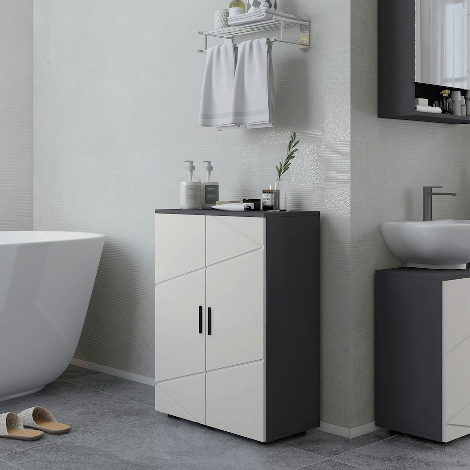 image 1 of kleankin Bathroom Storage Cabinet, Small Bathroom Cabinet with Soft Close Doors