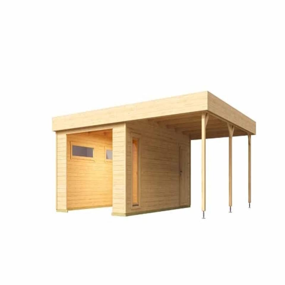 image 1 of Bahamas + sectional door-Log Cabin, Wooden Garden Room, Timber Summerhouse, Home Office - L680 x W560 x H250.8 cm Grey