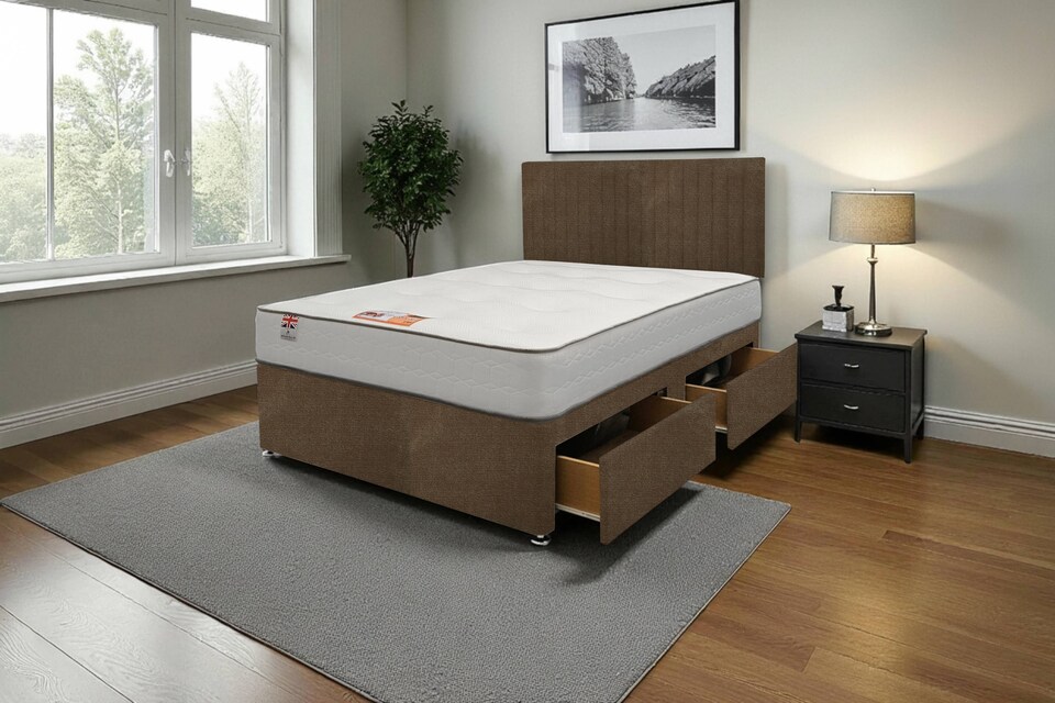 image 1 of Emily Naples Bed Set With Mattress, 2 Drawers Same Side & 24"Headboard