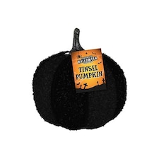 Black Halloween Tinsel Pumpkin 14cm