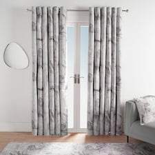 OHS Marble Print Thermal Blackout Eyelet Curtains, 66x90" - Grey