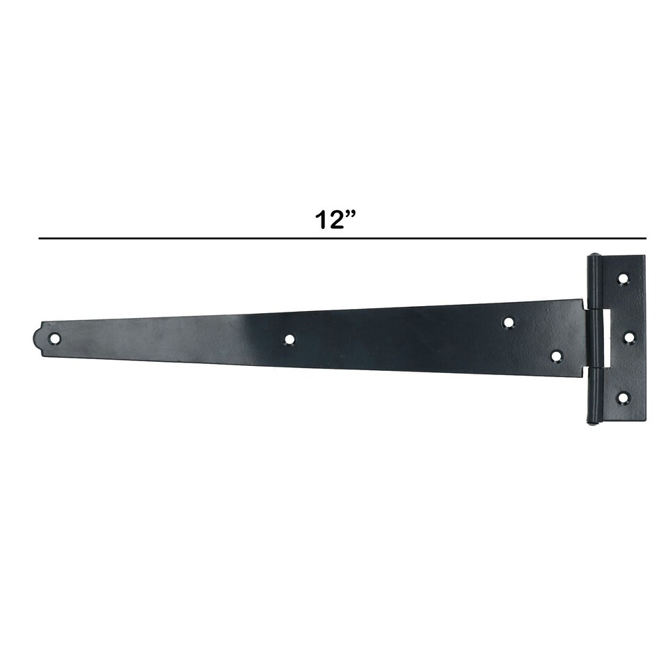 image 1 of 12" (300mm) Heavy Duty T Tee Hinges for Doors + Gates with Fixing Screws 2pc Black