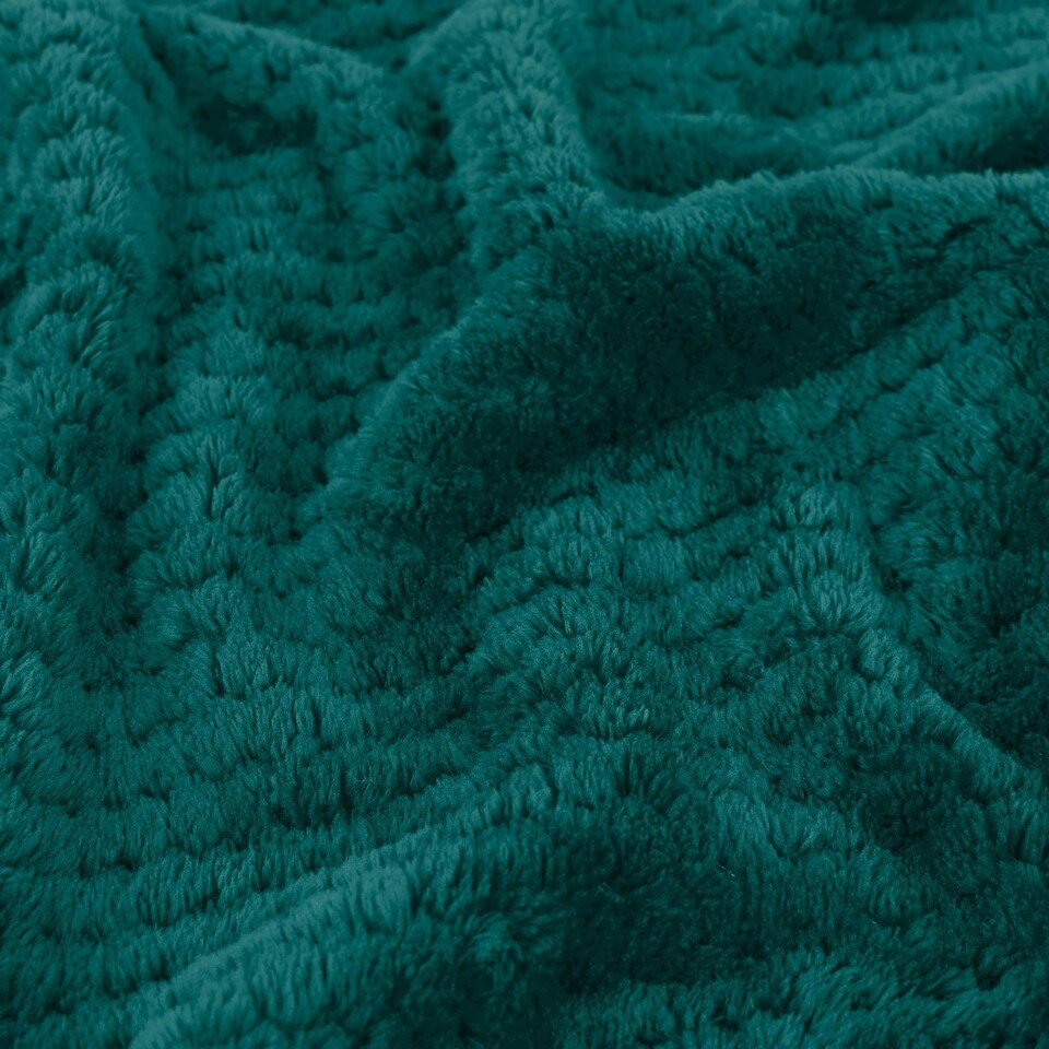 image 1 of OHS Luxury Waffle Honeycomb Mink Warm Blanket, 200x240cm - Teal Blue