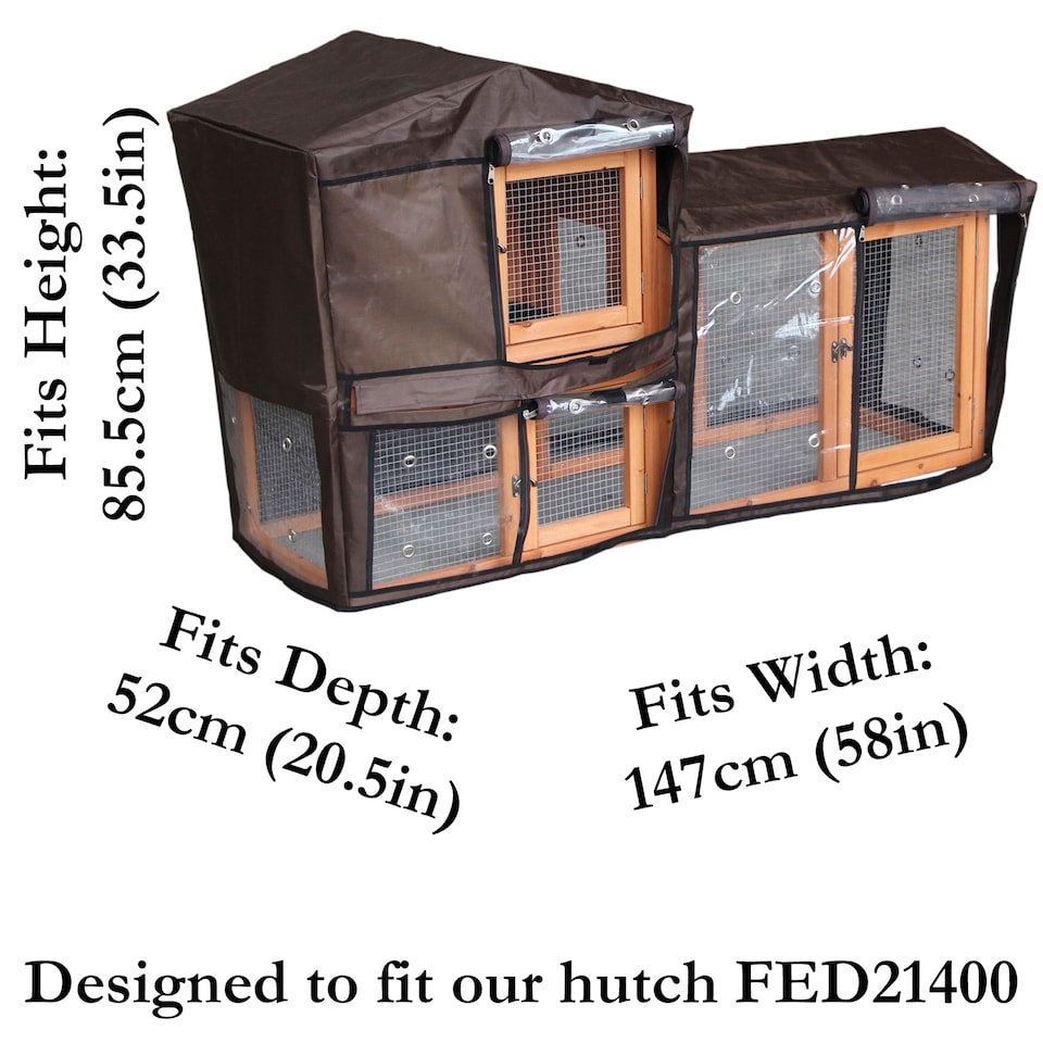 image 1 of Actiaspet - Portable Large Wooden Rabbit Hutch with Run (Fir & Plywood) | 147cm x 52cmx 85.5cm (L Hutch + Cover)