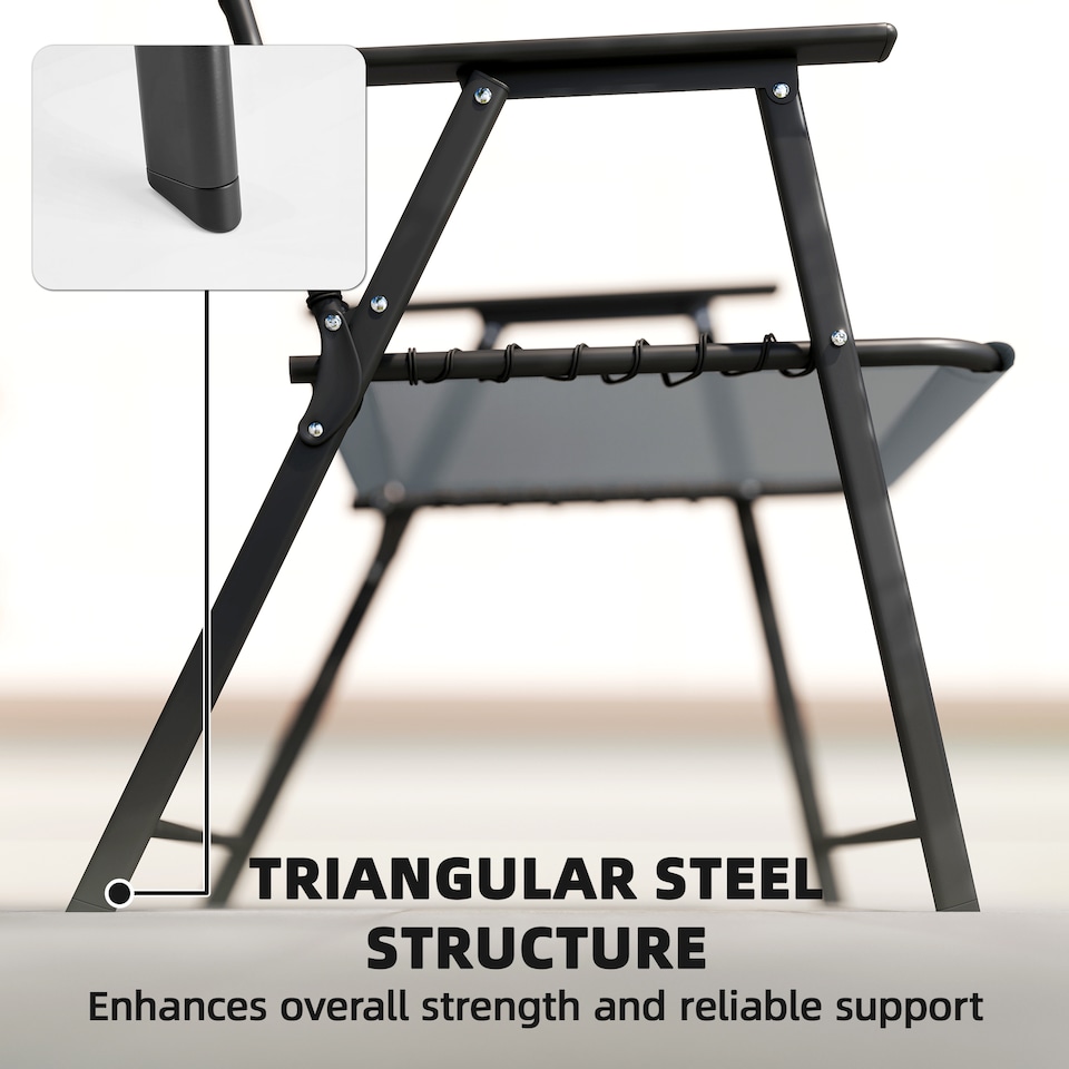 image 1 of Outsunny Folding Garden Chairs, Outdoor Chairs Set of 2, Light Grey | Grey | Light Grey | Not provided