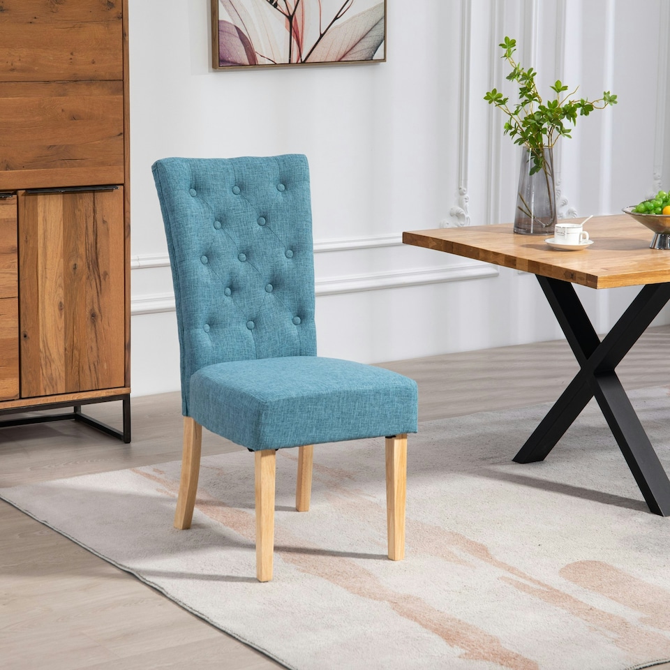 image 1 of Set of 2 Pienza Fabric Dining Chairs - Teal