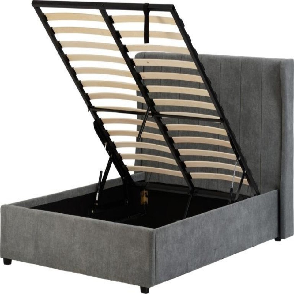 image 1 of Amelia Velvet 4ft 6in Double Storage Ottoman Bed Grey | Dark Grey
