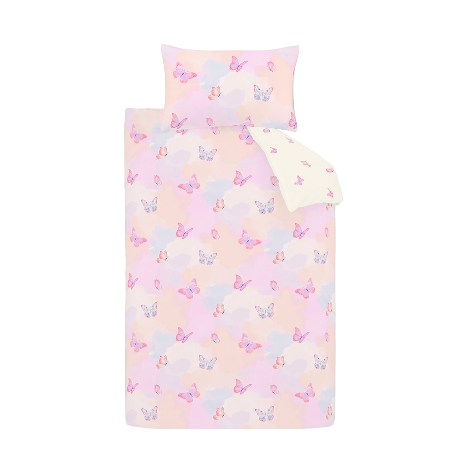 image 1 of Catherine Lansfield Ombre Butterflies Reversible Duvet Cover Set