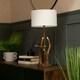 image 1 of ValueLights Caribou Natural Painted Brown Table Lamp with Small White Drum Shade and E27 Globe LED 4W Warm White 2700K Bulb | White